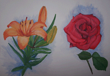 lilie,rose-cuasch-technik